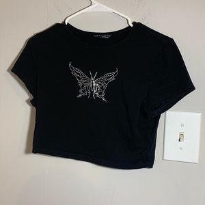 black shein butterfly top